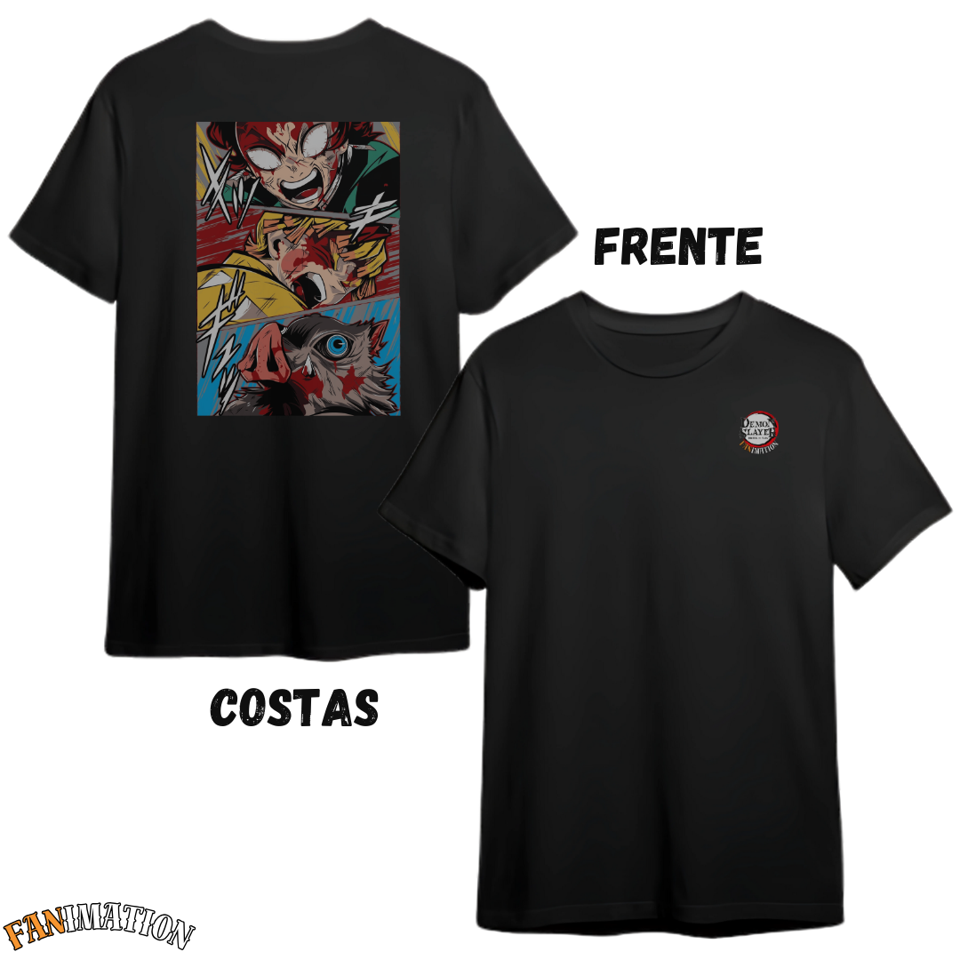 Demon Slayer - Camiseta Premium Trio Tanjiro Zenitsu Inosuke